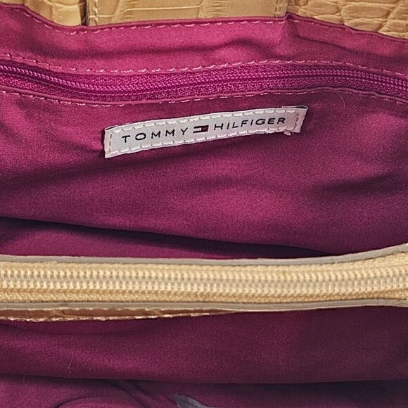 TOMMY HILFIGER Y2K Retro Tan Faux Croco Embossed Shoulder Bag - Picture 11 of 15